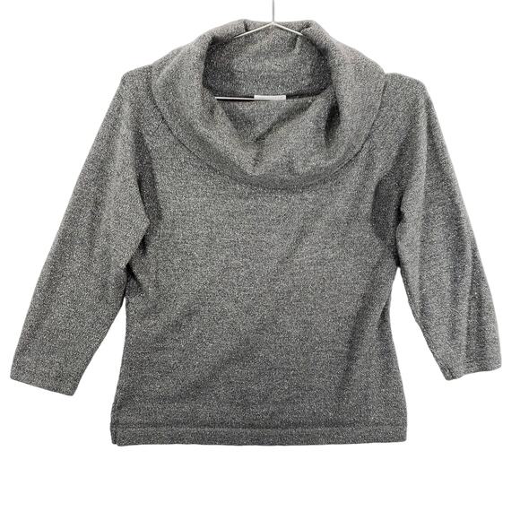 Ann Taylor LOFT Wool Blend Sweater Womens XS Metallic Silver Cowl Neck Pullover - Picture 1 of 6